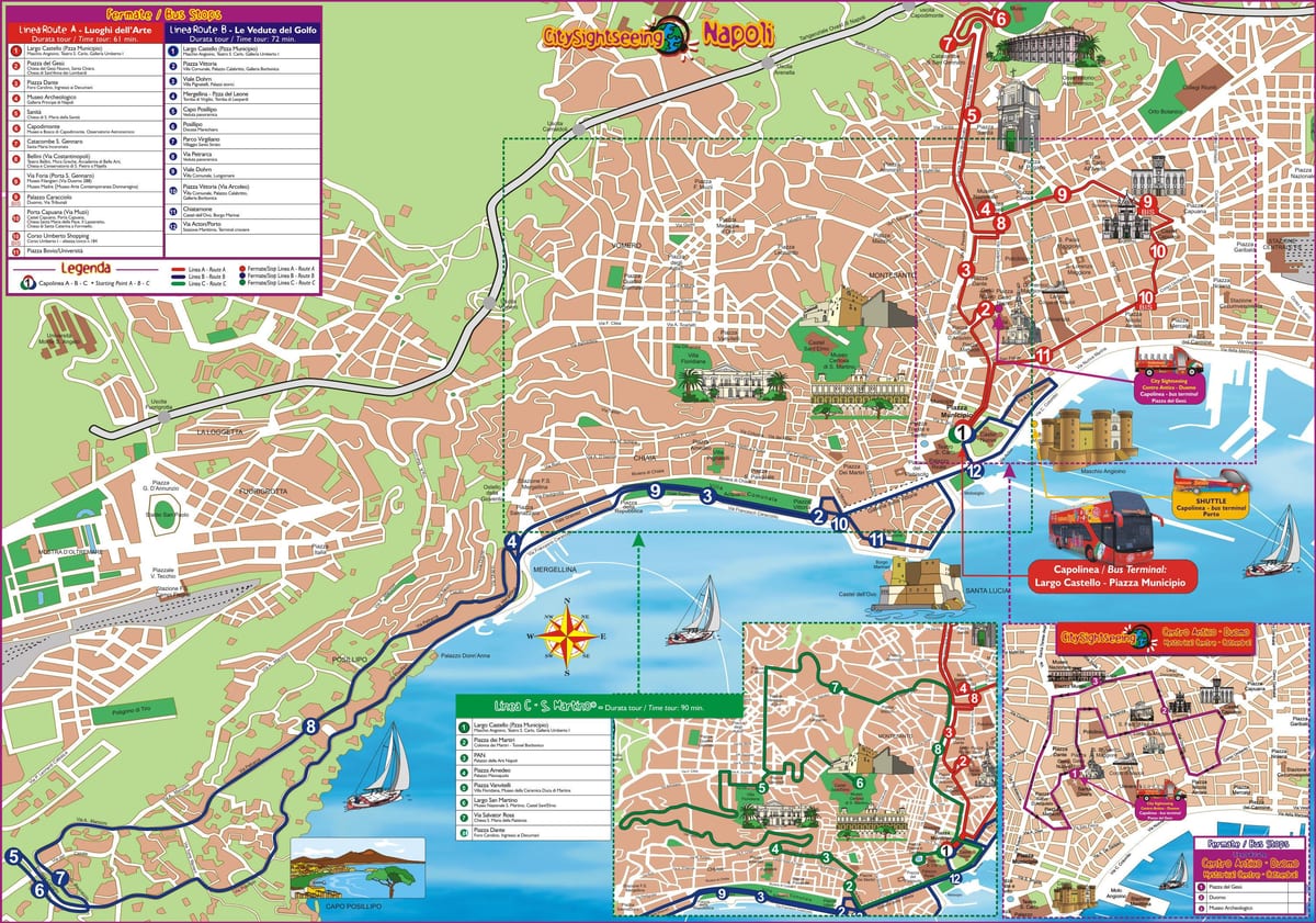 Εμφάνιση χάρτη city sightseeing νάπολη