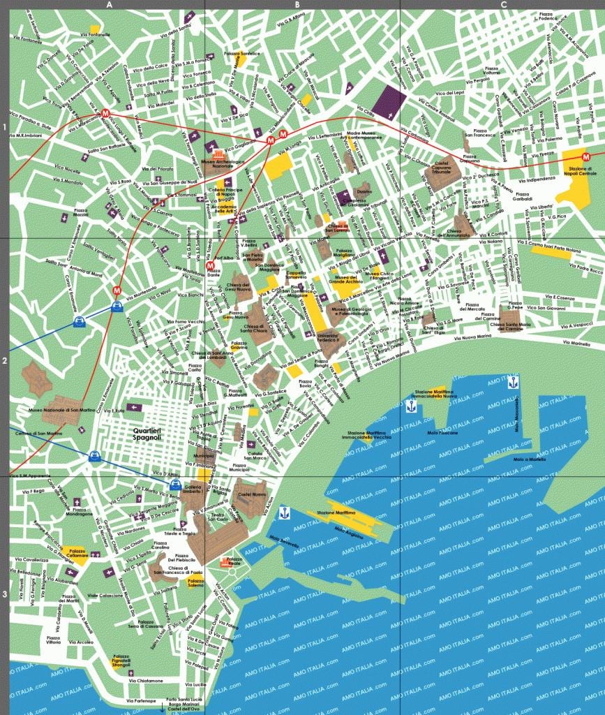 νάπολη τουριστικά αξιοθέατα χάρτης