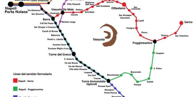 Εμφάνιση χάρτη τρένο circumvesuviana διαδρομή